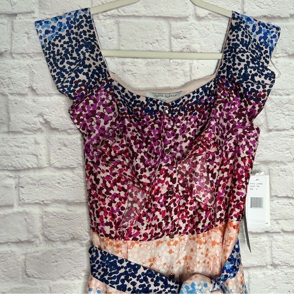 NWT Julia Jordan Short Flutter Sleeve Mixed Dot T… - image 9